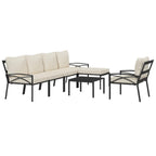 vidaXL 7 Piece Patio Lounge Set with Sand Cushions Steel