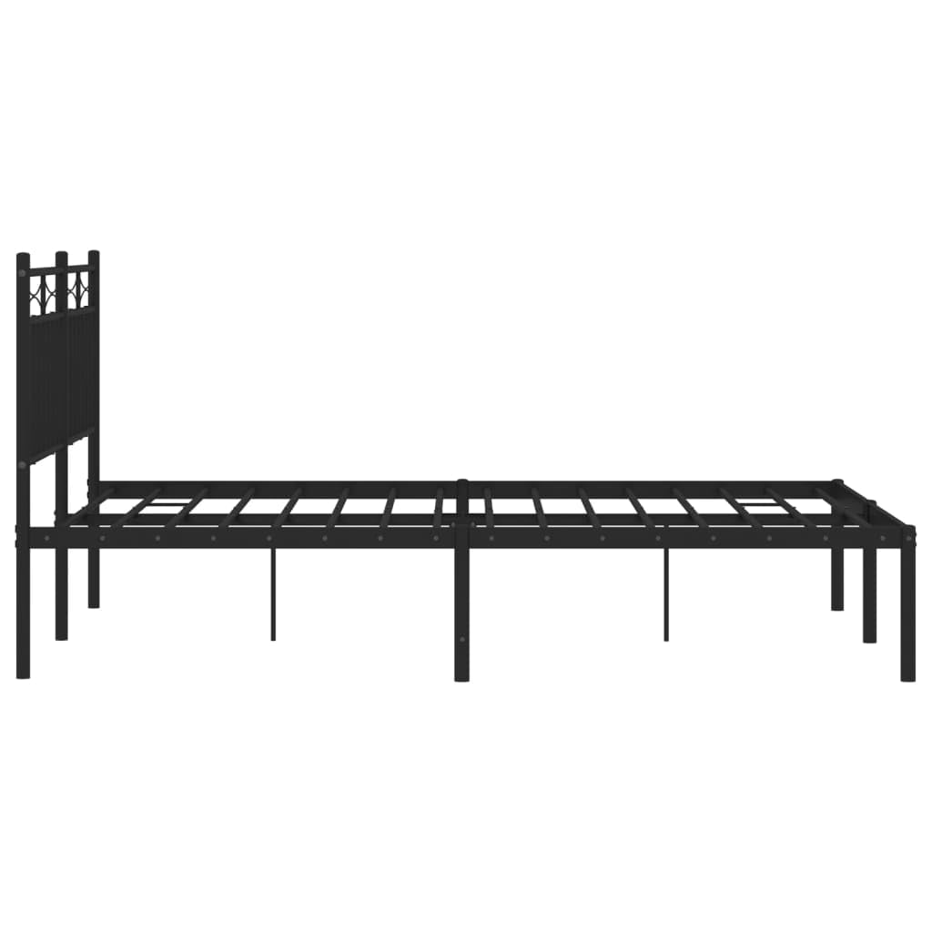 vidaXL Metal Double Bed Frame: Black Steel Construct, Modern Style Design, Storage Space Underneath, Superior Mattress Support, Comfortable Headboard