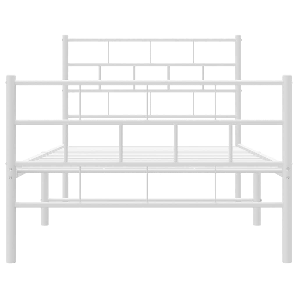 vidaXL 12-Inch White Metal Twin XL Bed Frame with Headboard & Footboard, Heavy-Duty Slats Support with Under-Bed Storage for Modern Bedroom, No Box Spring Needed & Easy Assembly, No Mattress