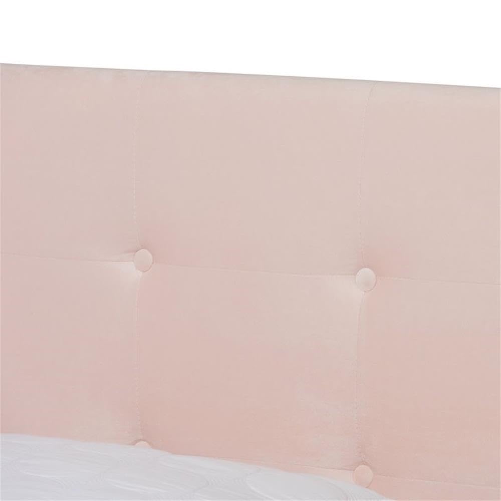 Baxton Studio Caprice Modern and Contemporary Glam Light Pink Velvet Fabric Upholstered Full Size Panel Bed