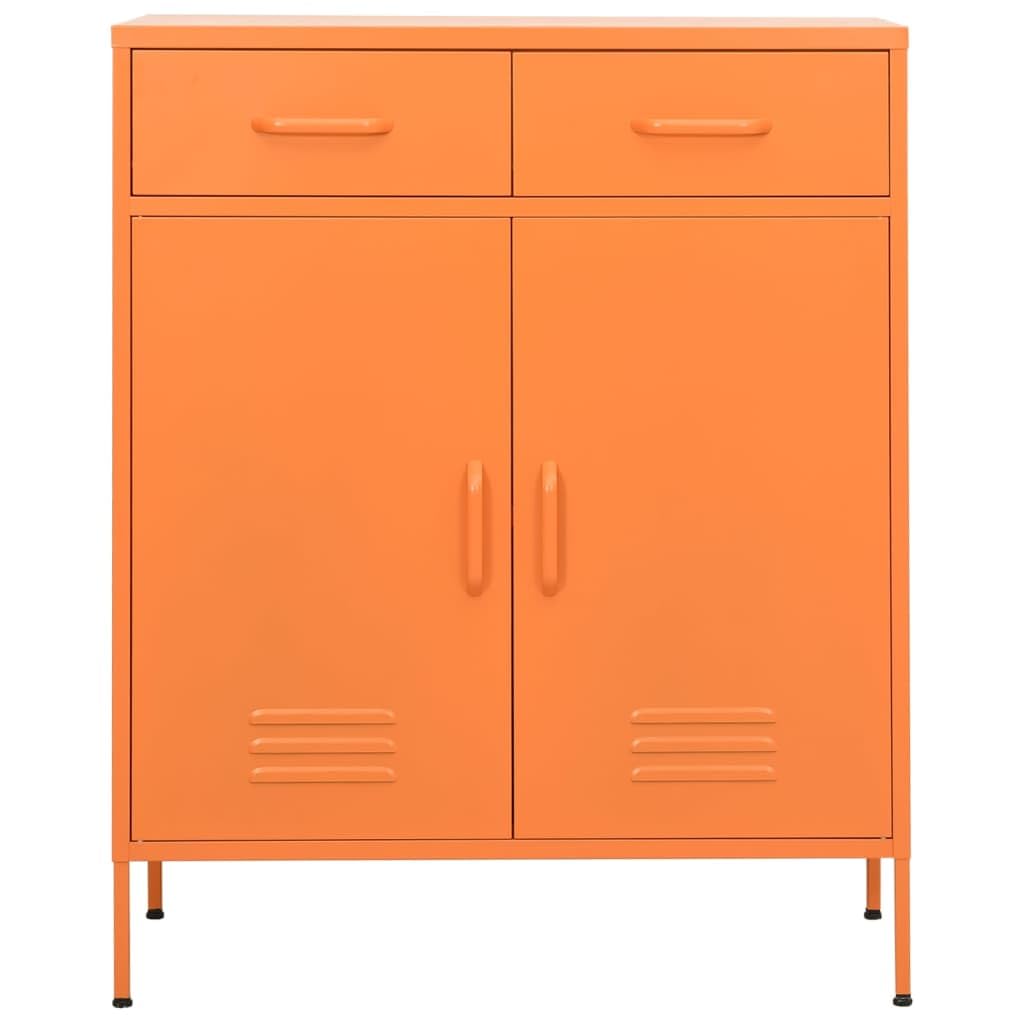 vidaXL Storage Cabinet Orange 31.5&quot; Steel Book Display Side Cabinet Furniture