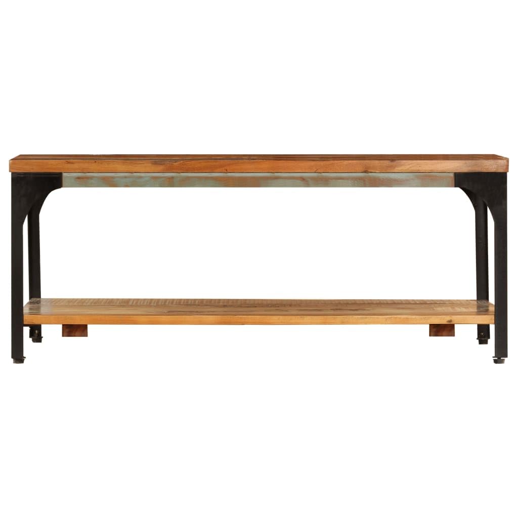 vidaXL Fully Handmade Rectangular Coffee Table - Solid Reclaimed Wood & Power-Coated Steel - 39.4&quot;x23.6&quot;x13.8&quot; with Shelf for Storage