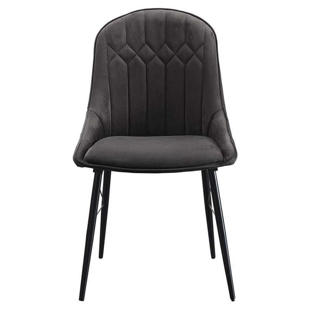 Acme Abraham Tufted Fabric Upholstery Side Chair in Gray and Black Set of 2