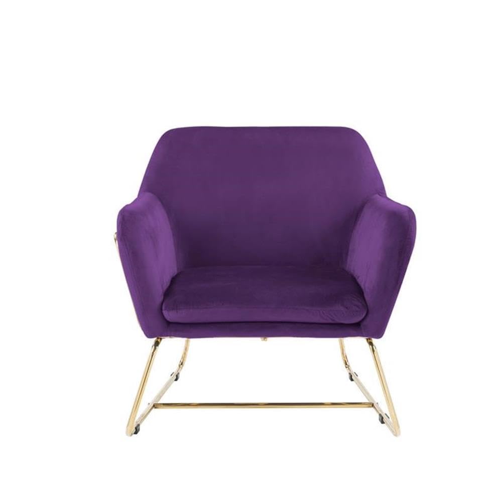 Lilola Home Keira Purple Velvet Accent Chair with Metal Base