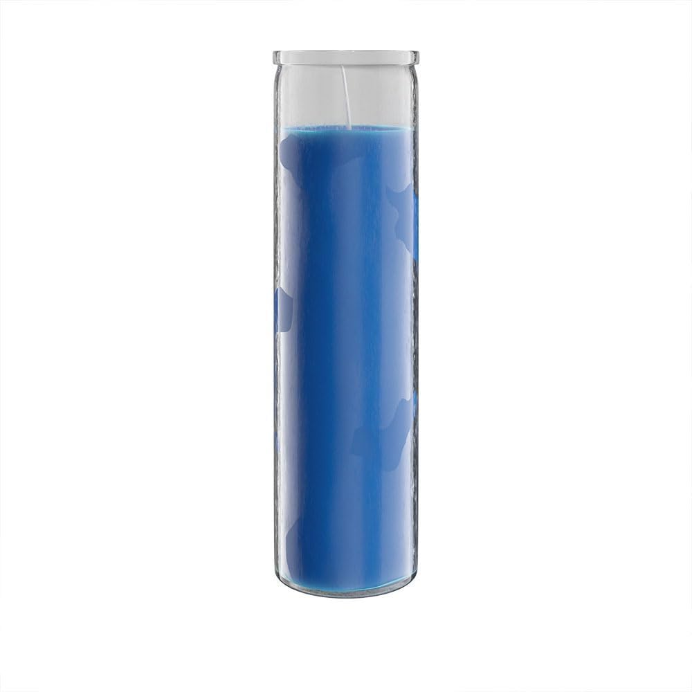 Simply Soson 2x8 inch Blue Devotional Candles in Glass Jar - 1 Piece - 90 Hours - Prayer Candle - Tall Pillar Candles for Religi