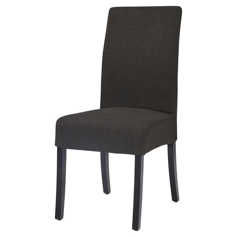 New Pacific Direct Valencia Fabric Chair,Black Legs,Charcoal Black,Set Of 2