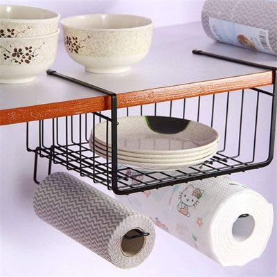 Go Hooked Under Shelf Storage Basket, Under Cabinet Hanging Basket Organizer With Tissue Holder,Under Cabinet Storage Shelf Wire