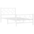 vidaXL White Metal Bed Frame - Single Bed, 39.4x78.7 with Headboard/Footboard, Steel Construction, Industrial Design for Bedroom