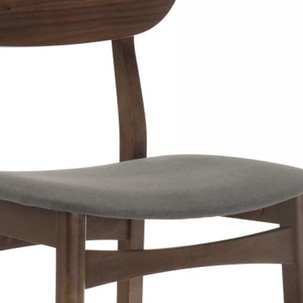 HomeRoots Grey and Walnut Set of Two 38' Grey Brown Bar Height Low Back Bar Chairs with Footrest