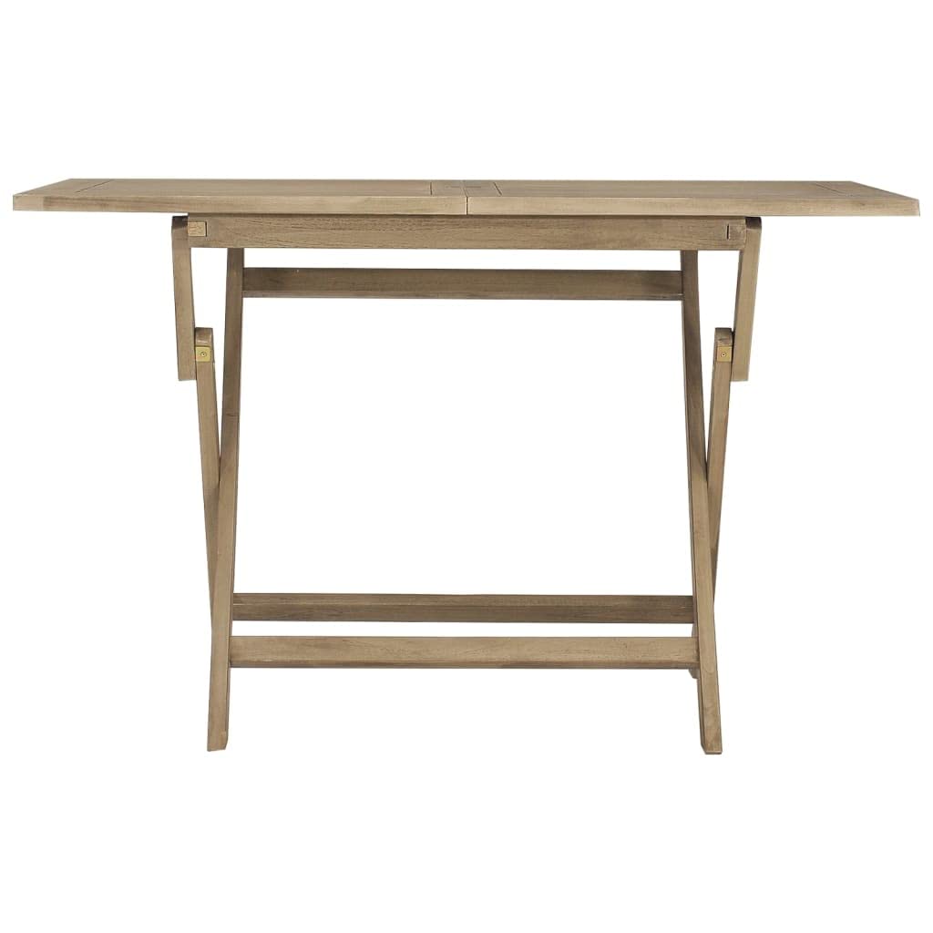 vidaXL Folding Patio Table - Solid Teak Wood Construction, Weather-Resistant, Foldable with Parasol Hole - Gray, Surface Dimensions 47.2"x27.6"