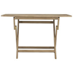 vidaXL Folding Patio Table - Solid Teak Wood Construction, Weather-Resistant, Foldable with Parasol Hole - Gray, Surface Dimensions 47.2"x27.6"