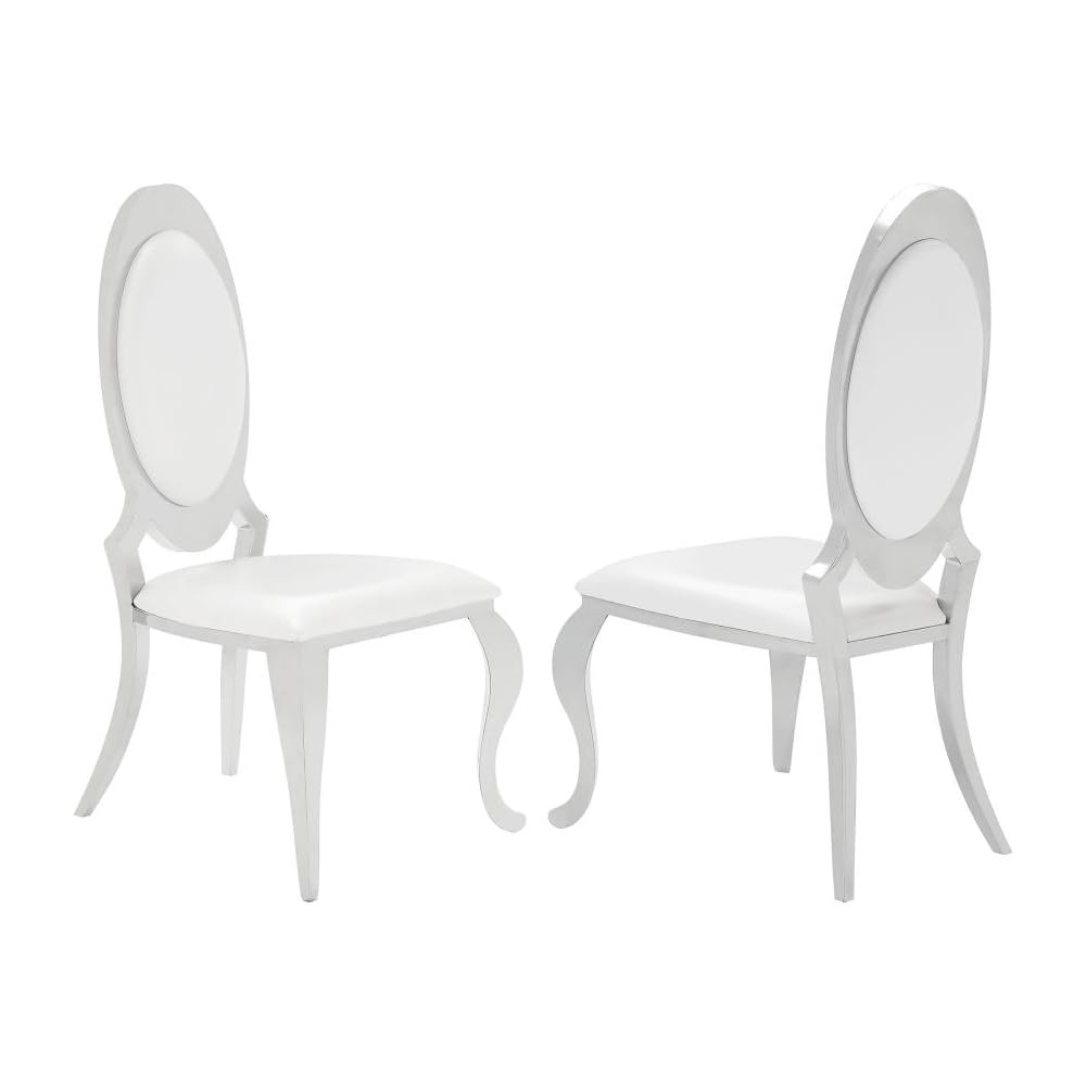 Coaster Home Furnishings Antoine Oval Back Side Chairs Cream and Chrome (Set of 2)