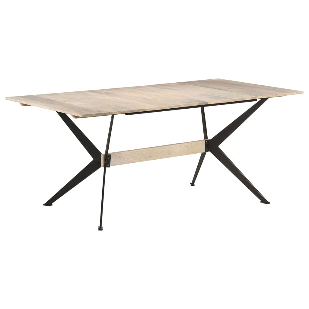 vidaXL Solid Mango Wooden Dining Table 70.9&quot;x35.4&quot;29.9&quot; Industrial Design - Large Rectangular Dining Surface, Powder-Coated Steel, Great Durability, Unique Grains