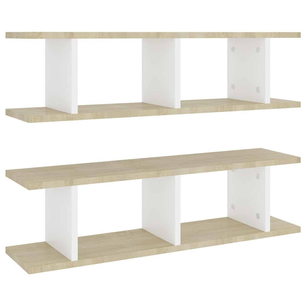 Vidaxl 2 X Wall Shelves, Floating Shelves, Wall Shelves, Decorative Shelves, Bookcase, Wall Shelves, White Sonoma Oak, 75 X 18 X 20 Cm, Wood Material