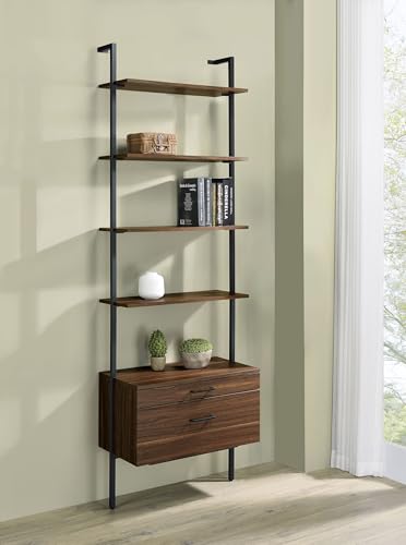 Coaster Home Furnishings Owens 31-Inch 4-Shelf Storage Wall Bookshelf Walnut