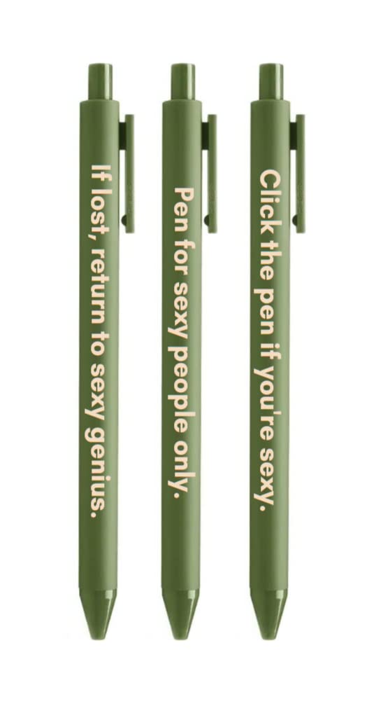 Sexy People Pen Set | Gel Click Pen Gift Set | 3 Pens In Olive Green