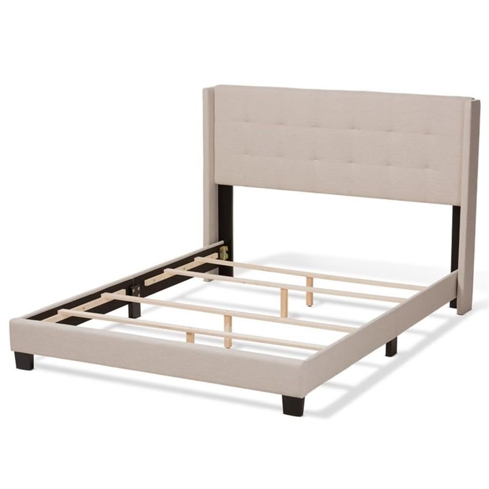 Baxton Studio Lisette Modern and Contemporary Beige Fabric Upholstered Queen Size Bed
