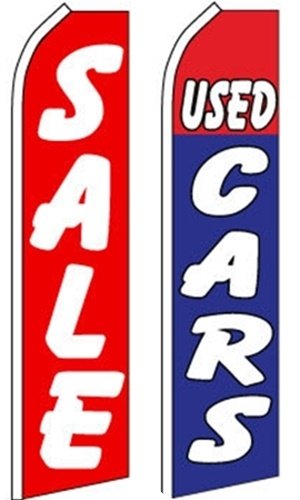 Car Auto Dealer Swooper Flutter Feather Flags 2 Pack-Sale (Red)-Used Cars