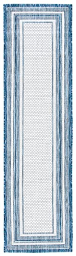Safavieh Courtyard Collection 2'3' X 8' Ivory/Navy Cy8475 Indoor/ Outdoor Waterproof Easy Cleaning Patio Backyard Mudroom Runne