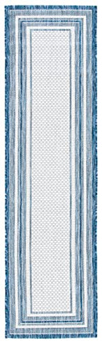 Safavieh Courtyard Collection 2'3' X 8' Ivory/Navy Cy8475 Indoor/ Outdoor Waterproof Easy Cleaning Patio Backyard Mudroom Runne
