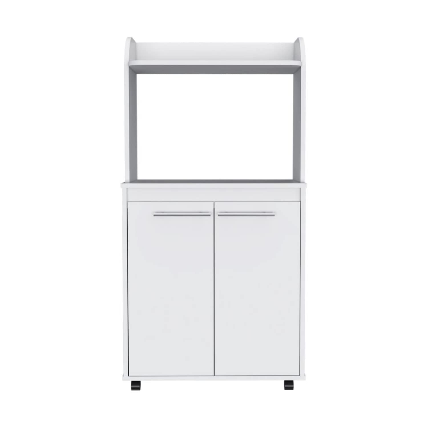 Kitchen Cart 49&Quot; H, 2 Door Cabinet, 1 Open Shelf, 2 Interior Shelves, White