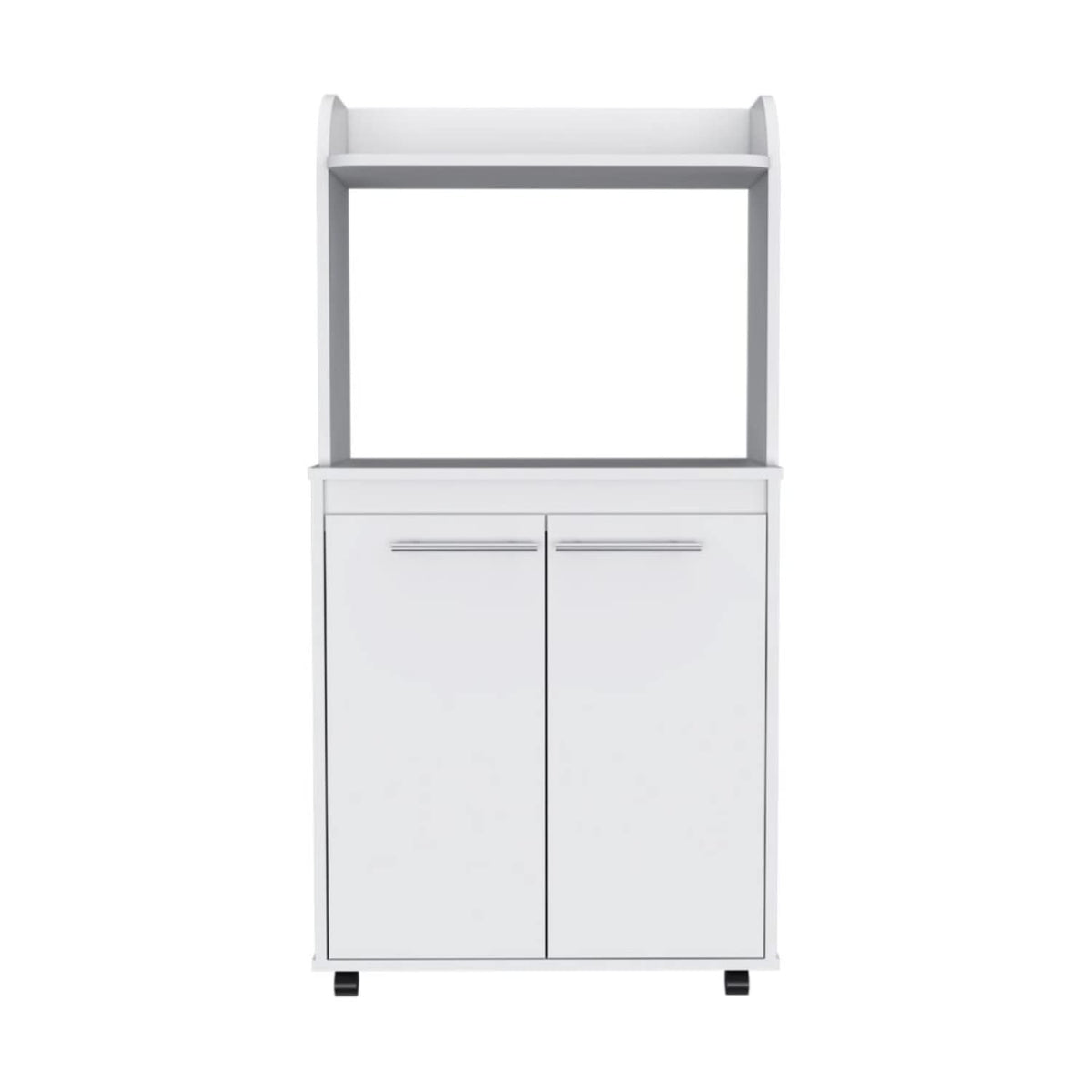 Kitchen Cart 49&Quot; H, 2 Door Cabinet, 1 Open Shelf, 2 Interior Shelves, White