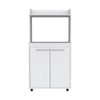 Kitchen Cart 49&Quot; H, 2 Door Cabinet, 1 Open Shelf, 2 Interior Shelves, White
