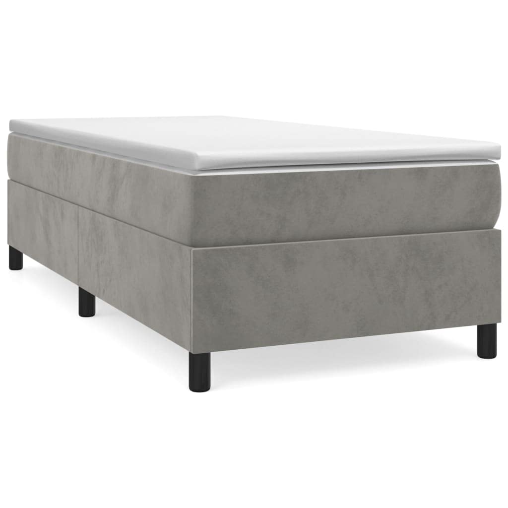 vidaXL Light Gray Velvet Twin XL Box Spring Bed Frame - Stylish Bed Room Furniture with Comfy Sleep Convenience