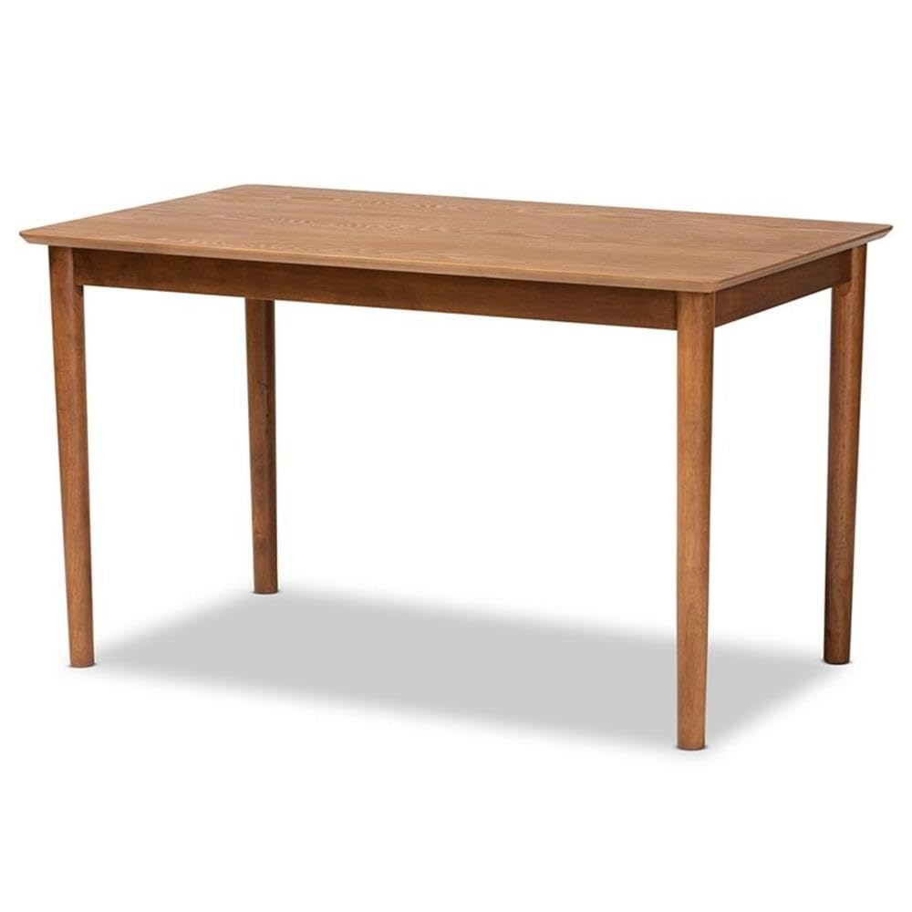 Baxton Studio Dorina Mid-Century Modern Gravel Fabric Upholstered and Walnut Brown Finished Wood 5-Piece Dining Set