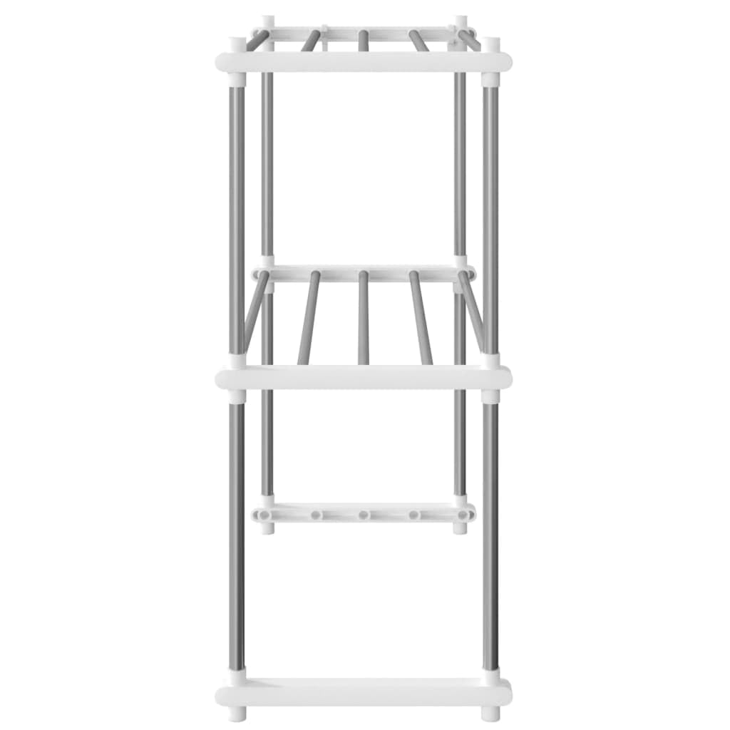 vidaXL White Kitchen Shelf Unit - Aluminum Microwave Shelf with Hooks and Two Shelves - Versatile Storage Solution for Home Kitchen Cabinets and Pantries