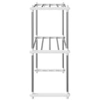 vidaXL White Kitchen Shelf Unit - Aluminum Microwave Shelf with Hooks and Two Shelves - Versatile Storage Solution for Home Kitchen Cabinets and Pantries