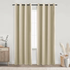 Koufall Tan Beige Curtains 84 Inches Long For Living Room,Modern Farmhouse Blackout Darkening Boho Curtains 2 Panels For Bedroom