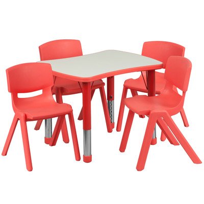 5 Piece Rectangular Activity Table [Set Of 2] Finish: Red