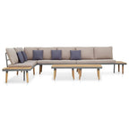 vidaXL Solid Acacia Wood 7-Seater Patio Lounge Set with Cushions - Comfortable Outdoor Seating for Garden, Balcony, Deck - Brown and Gray