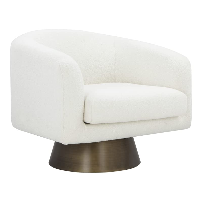 Pangea Home Goli Modern Fabric Upholstered Lounge Chair In White