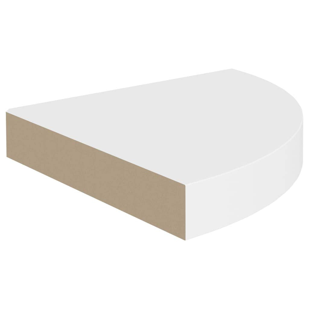 vidaXL Floating Corner Shelves, 2 pcs, Display-Worthy White 9.8"x9.8"x1.5", Durable Honeycomb MDF & Metal, Invisible Mounting