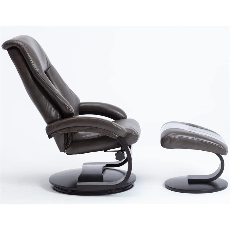 Relax-R Montreal Recliner and Ottoman in Black Pepper Air Leather
