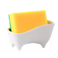 Maxramic Ceramic Sponge Holder for Kitchen Sink Compact Sink Caddy Organizer  Scrub Daddy Compatible Dish Sponge Holder (White)