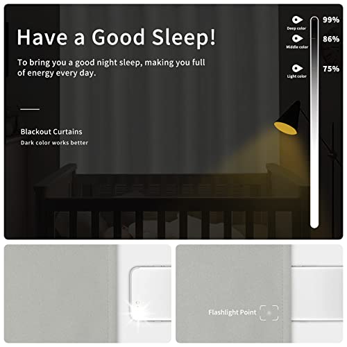 Easy-Going Blackout Door Curtains For Bedroom, Solid Thermal Insulated Grommet And Noise Reduction Window Drapes, Room Darkening Curtains For Living Room, 1 Panel (100X84 In, Greyish White)