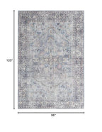 HomeRoots 522535 8 x 10 ft. Gray Floral Power Loom Distressed Rectangle Traditional Area Rug