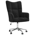 vidaXL Relaxing Chair – Black Velvet, Adjustable Height, 360-Degree Swivel, Rolling Castors, Sturdy Steel Frame - for Office, Living Room, Lounge Area