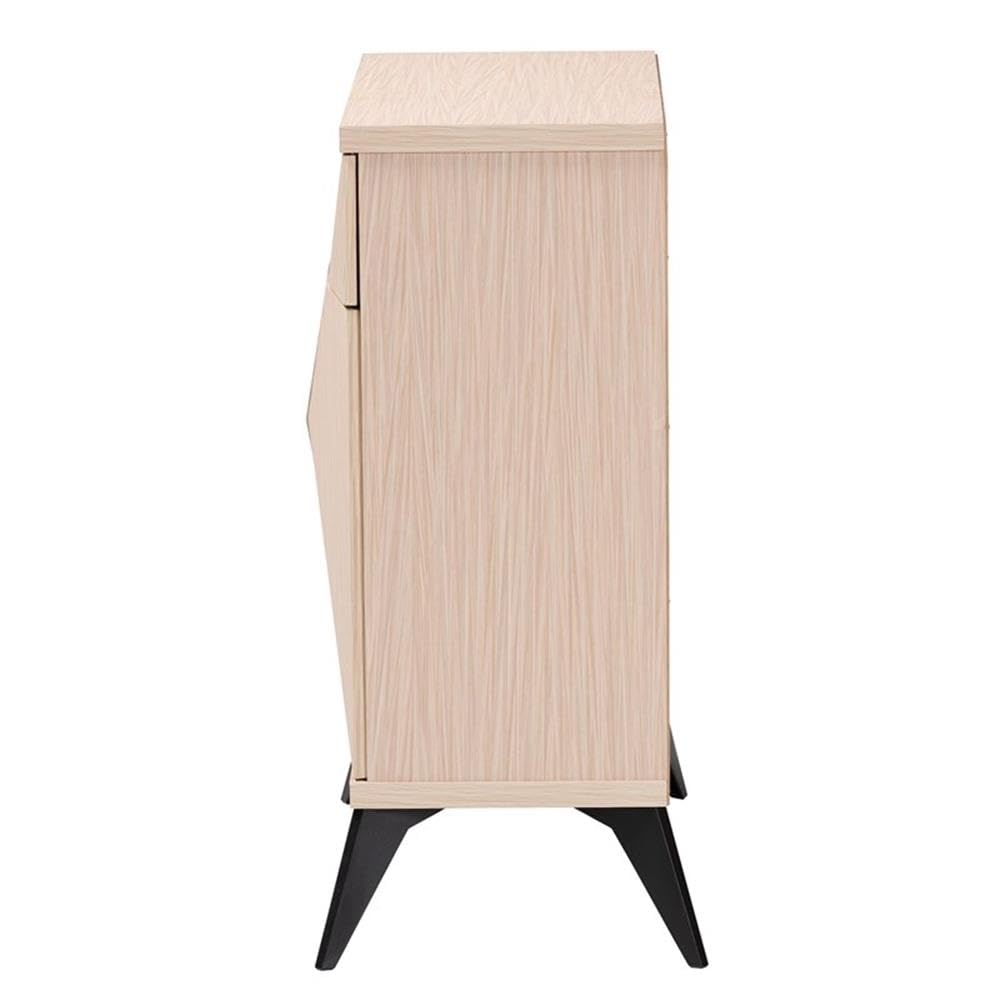 Baxton Studio Draper Mid-Century Modern Two-Tone Light Brown and Black Wood 2-Door Sideboard Buffet