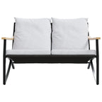 vidaXL 3-Piece Balcony Furniture Set - Black Steel Frame, Comfortable Cushions, Designed for Garden, Patio, Terrace, Outdoor Use