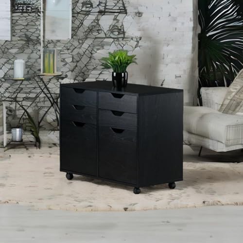 Ergode Wood Halifax 2-Section Mobile Storage Cabinet - Stylish, Versatile, Easy to Move