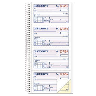 Top4161 - Money/Rent Receipt Spiral Book