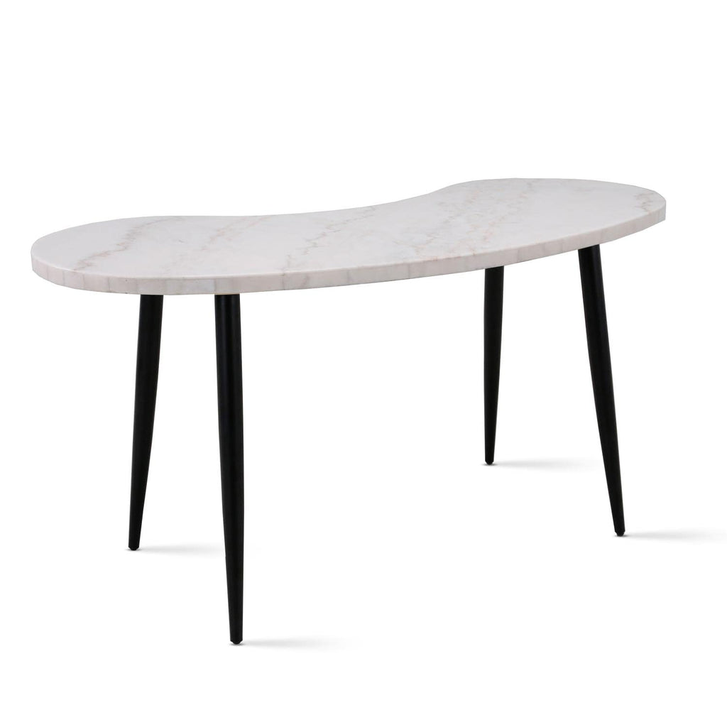 Steve Silver Kinsley Desk - White Marble Veneer Top, 60"x27.5"x30.625", MDF & Iron Construction