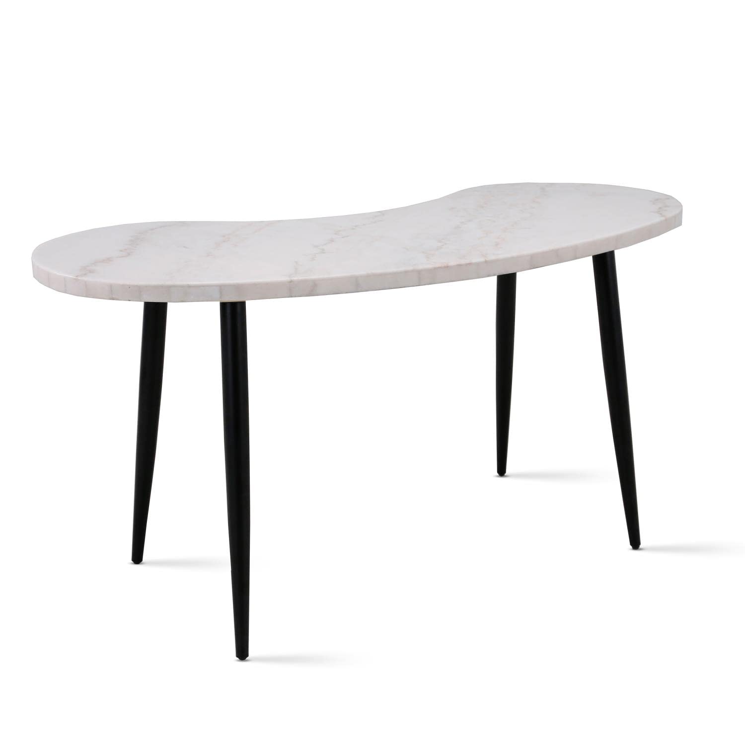 Steve Silver Kinsley Desk - White Marble Veneer Top, 60"x27.5"x30.625", MDF & Iron Construction