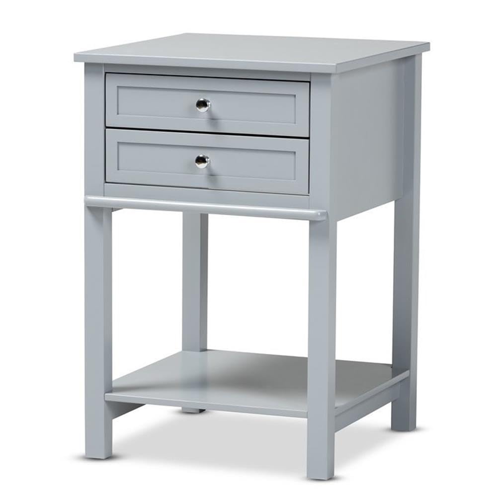 Baxton Studio Willow Light Grey Finished 2-Drawer Wood End Table