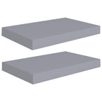 vidaXL Set of 2 Modern Floating Wall Shelves – Invisible Mounting – Honeycomb MDF and Metal Frame – Gray – Ideal for Books, Awards, Collectibles Display