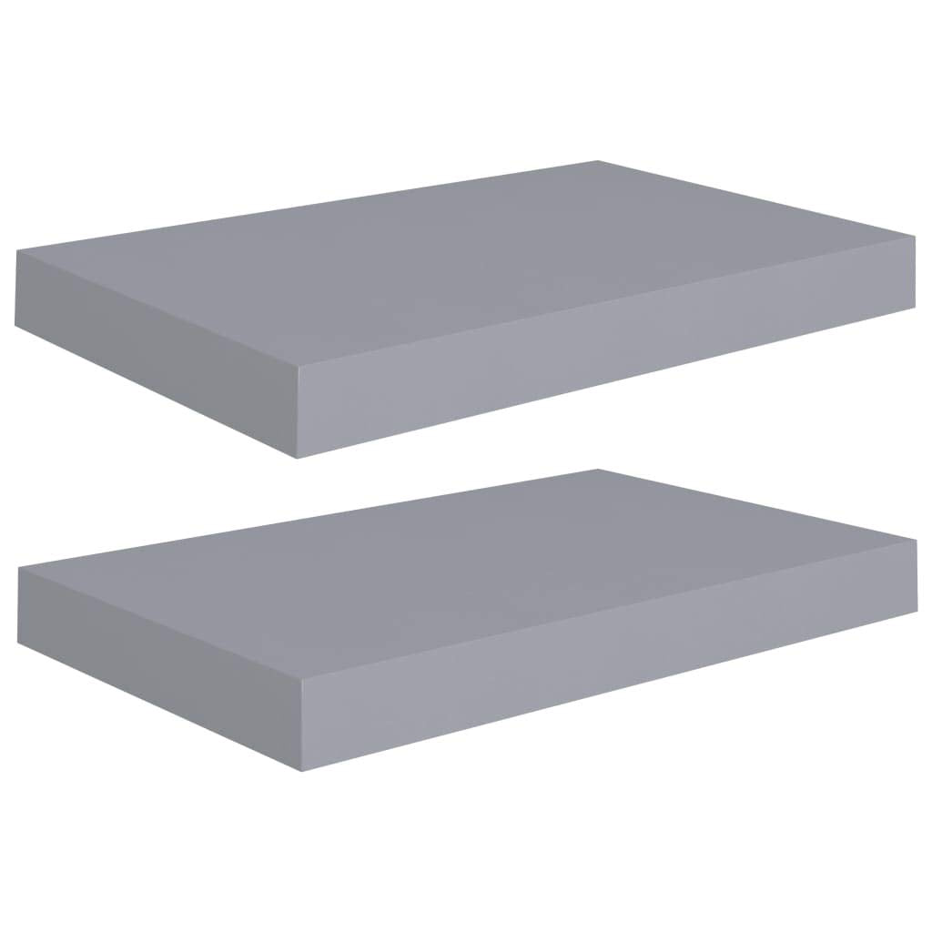 vidaXL Set of 2 Modern Floating Wall Shelves – Invisible Mounting – Honeycomb MDF and Metal Frame – Gray – Ideal for Books, Awards, Collectibles Display